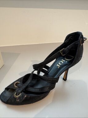 Dior Black Leather Strappy Stiletto Sandal